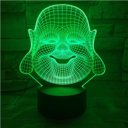 3D Led Lamp Met Gravering - RGB 7 Kleuren - Buddha