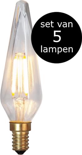 Star Trading - 5-Pack | LED - Diamant Lamp - E14 - 0.3W - Super Warm Wit - 2200K