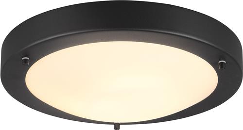 LED Plafondlamp - Badkamerlamp - Trion Condi - Opbouw Rond - Spatwaterdicht IP44 - E27 Fitting - Mat Zwart Aluminium - Ø310mm