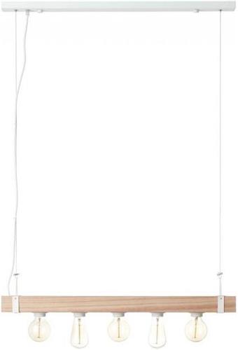 BRILLIANT lamp White Wood hanglamp 5-lichts beton / hout helderwit | 5x A60, E27, 30W, geschikt voor standaardlampen (niet inbegrepen) | Schaal A ++ tot E | Kabel kan worden ingekort