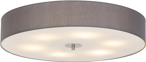 QAZQA drum - Moderne Plafondlamp met kap - 6 lichts - Ø 700 mm - Grijs - Woonkamer | Slaapkamer | Keuken