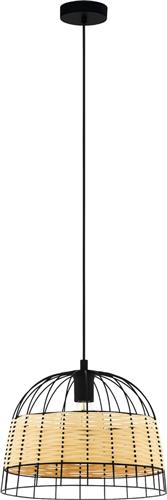 EDI light by EGLO Anwick Hanglamp - E27 - Ø 37 cm - Zwart/Rotan - Natuur