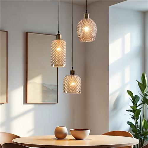 Moderne 3-lichts hanglamp met amber glas - Lana
