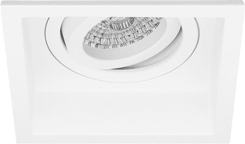 Spot Armatuur GU10 - Pragmi Domy Pro - GU10 Inbouwspot - Vierkant - Wit - Aluminium - Verdiept - Kantelbaar - 105mm