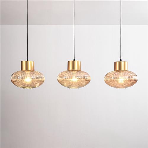 Hanglamp 3-lichts met amber glas - Imara