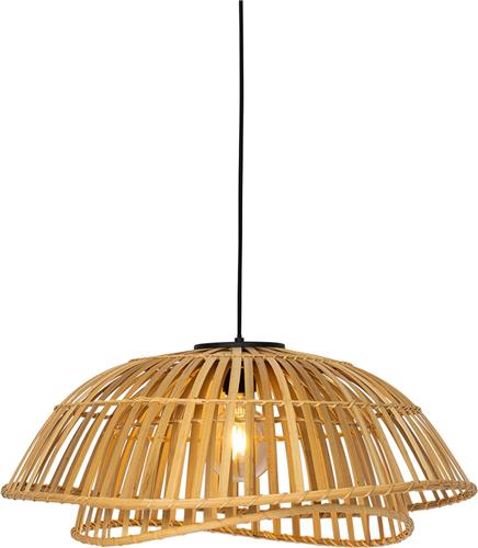 QAZQA pua - Oosterse Hanglamp voor boven de eettafel | in eetkamer - 1 lichts - Ø 62 cm - Naturel - Woonkamer | Slaapkamer | Keuken