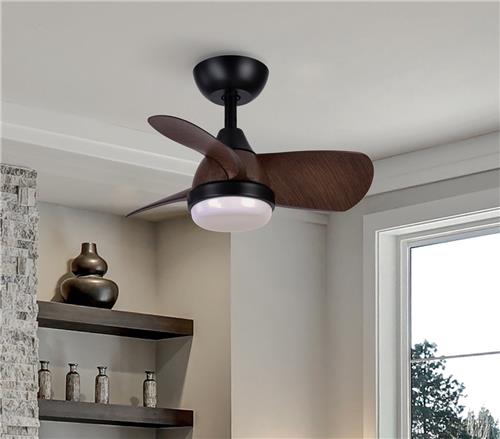 Compacte plafondventilator Vietor incl. LED en afstandsbediening - zwart met donkerbruin