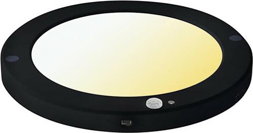 LED Plafondlamp met Bewegingssensor + Dag en Nacht Sensor - 18W - Aanpasbare Kleur CCT - 360° Zichthoek - Opbouw/Inbouw - Rond - Mat Zwart