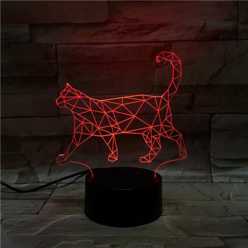 3D Led Lamp Met Gravering - RGB 7 Kleuren - Kat