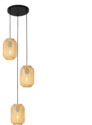 QAZQA yvonne - Oosterse Hanglamp - 3 lichts - Ø 41 cm - Naturel - Woonkamer | Slaapkamer | Keuken