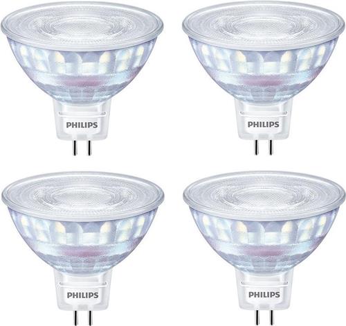 4 stuks Philips LED MR16 7W/827-822 36º GU5.3 621lm WarmGlow Ø5cm