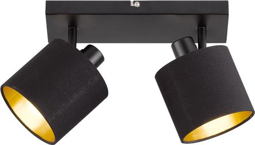 LED Plafondspot - Plafondverlichting - Torna Torry - E14 Fitting - 2-lichts - Rechthoek - Mat Zwart - Aluminium