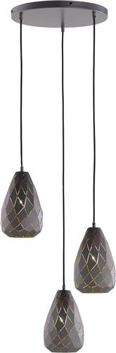 LED Hanglamp - Trion Uno - E27 Fitting - 3-lichts - Rond - Mat Antraciet - Aluminium