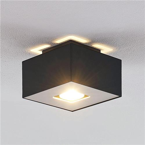 Lindby - plafondlamp - 1licht - staal - H: 11 cm - GU10 - zwart, wit