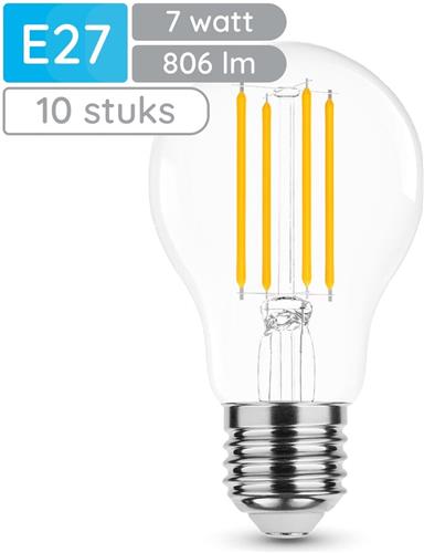 Modee E27 LED Lamp 7W - 806lm - 4000K - Neutraal Wit - LED Filament Globe A60 - Vervangt 60W Halogeen Gloeilamp - 10 stuks