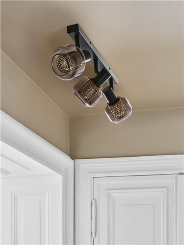 LEDVANCE Decor Spot Firefly Leuchte schwarz im Industrial Style, 3 x 2.8 W, 827, 750 lm, 2700 K, Gehäuse aus Metall und Glas, E14 Fassung, einfache Montage, dimmbare OSRAM Lampe inklusive