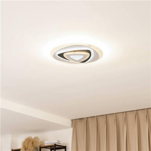 Lindby - LED plafondlamp- met dimmer - 1licht - Metaal, kunststof - H: 6 cm - wit, antraciet, opaal - Inclusief lichtbron