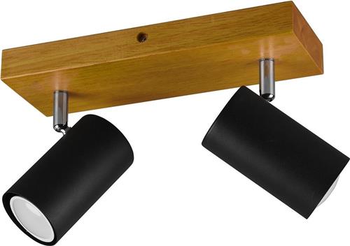 LED Plafondspot - Trion Milona - GU10 Fitting - 2-lichts - Rond - Mat Zwart - Aluminium