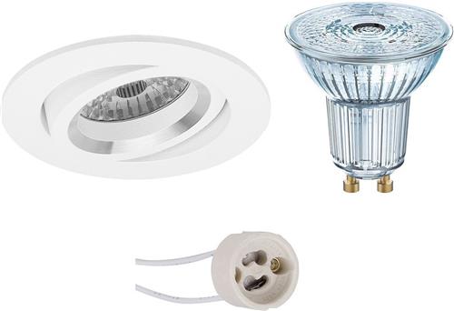 LED Spot Set - OSRAM Parathom PAR16 930 36D - Pragmi Aerony Pro - GU10 Fitting - Dimbaar - Inbouw Rond - Mat Wit - 3.7W - Warm Wit 3000K - Kantelbaar - Ø82mm