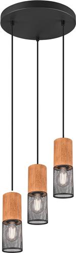 LED Hanglamp - Torna Yosh - E27 Fitting - 3-lichts - Rond - Mat Zwart - Aluminium