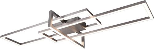 LED Plafondlamp - Plafondverlichting - Torna Salana - 34W - Warm Wit 3000K - Dimbaar - Rechthoek - Mat Nikkel - Aluminium