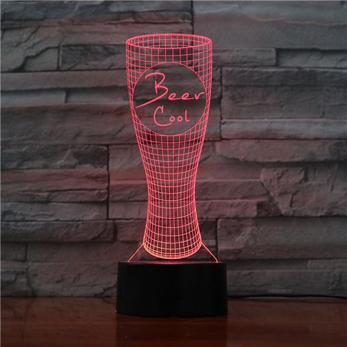 3D Led Lamp Met Gravering - RGB 7 Kleuren - Biertje