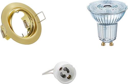 LED Spot Set - OSRAM Parathom PAR16 940 36D - GU10 Fitting - Dimbaar - Inbouw Rond - Mat Goud - 3.7W - Natuurlijk Wit 4000K - Kantelbaar Ø83mm