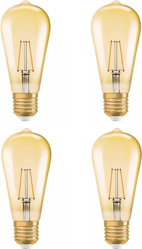 4 stuks Osram LED Rustieklamp ST64 E27 4W 410lm 2400K Goud Niet dimbaar