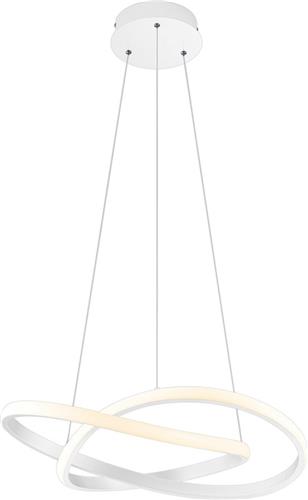 LED Hanglamp - Hangverlichting - Torna Corcy - 27W - Natuurlijk Wit 4000K - Dimbaar - Rond - Mat Wit - Aluminium