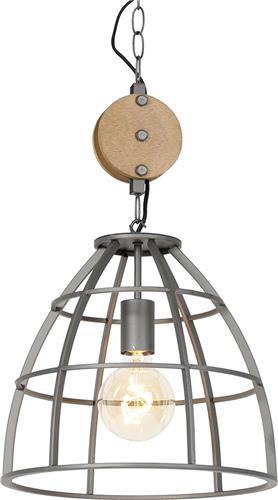 QAZQA arthur - Industriele Dimbare LED Smart Hanglamp incl. wifi met Dimmer - 1 lichts - Ø 34 cm - Donkergrijs - Industrieel - Woonkamer | Slaapkamer | Keuken
