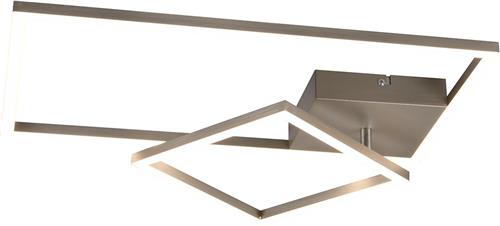 LED Plafondlamp - Plafondverlichting - Torna Paderno - 25W - Natuurlijk Wit 4000K - Dimbaar - Rechthoek - Mat Nikkel - Aluminium