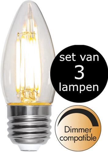 Star Trading - 3-Pack | LED - Kaars lamp - E27 - 4.2W - Extra Warm Wit - 2700K - Dimbaar