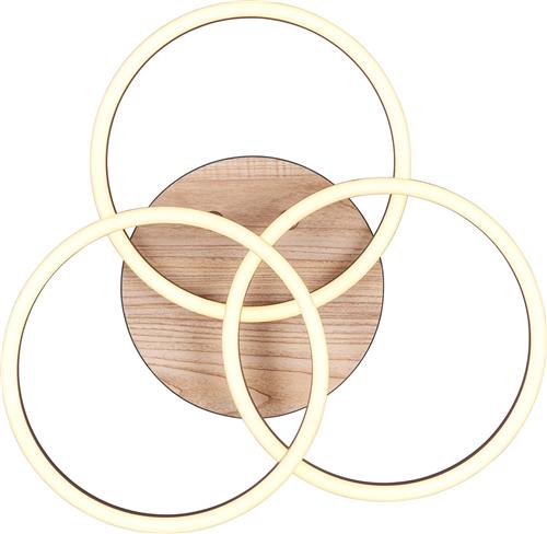 LED Plafondlamp - Plafondverlichting - Torna Rondo - 27W - Aanpasbare Kleur - Rond - Bruin - MDF