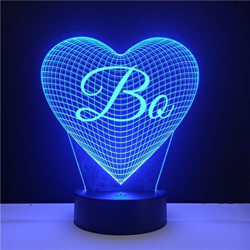 3D LED Lamp - Hart Met Naam - Bo