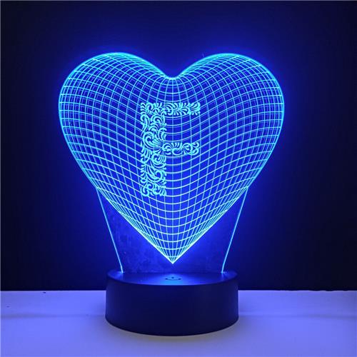 3D LED Lamp - Hart Met Letter - F