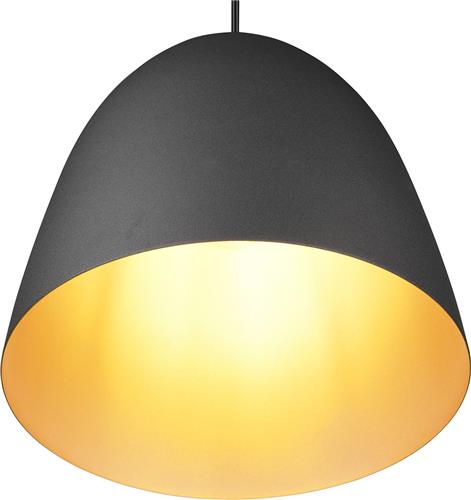 LED Hanglamp - Hangverlichting - Trion Lopez - E27 Fitting - 1-lichts - Rond - Mat Zwart/Goud - Aluminium