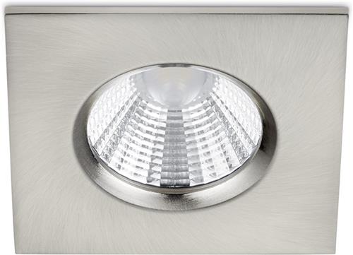 LED Spot - Inbouwspot - Trion Zagrona - 5W - Waterdicht IP65 - Dimbaar - Warm Wit 3000K - Mat Nikkel - Aluminium - Vierkant