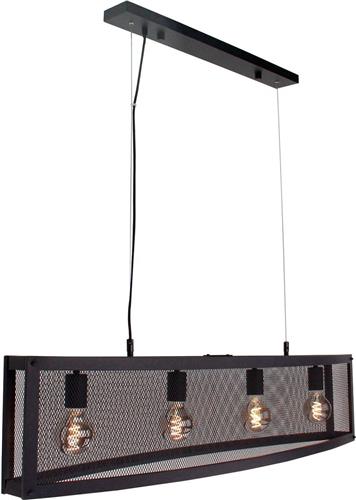 Lindby - hanglamp - 4lichts - Staal - E27 - zwart
