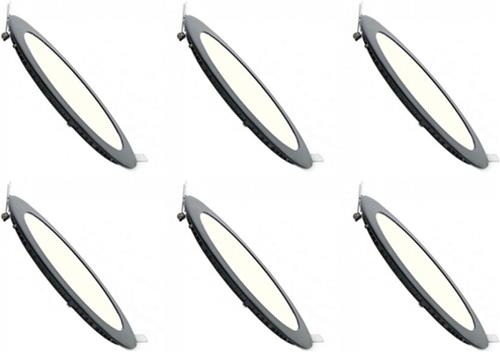LED Downlight Slim 6 Pack - Inbouw Rond 6W - Dimbaar - Natuurlijk Wit 4200K - Mat Zwart Aluminium - Ø120mm
