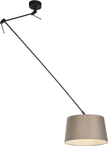 QAZQA blitz - Landelijke Hanglamp met kap - 1 lichts - L 380 mm - Taupe - Woonkamer | Slaapkamer | Keuken