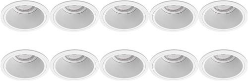 Spot Armatuur 10 Pack - Proma Minko Pro - GU10 Inbouwspot - Rond - Wit - Aluminium - Verdiept - Ø90mm