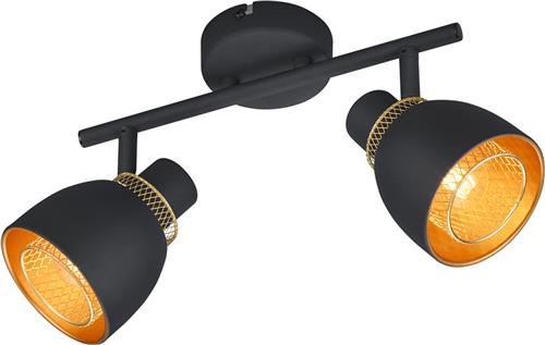 LED Plafondspot - Trion Blado - E14 Fitting - 2-lichts - Rechthoek - Mat Zwart - Metaal
