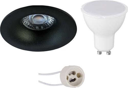 LED Spot Set - Proma Nora Pro - GU10 Fitting - Dimbaar - Inbouw Rond - Mat Zwart - 6W - Natuurlijk Wit 4200K - Ø82mm