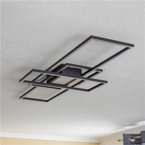 Lindby - LED plafondlamp- met dimmer - CCT - Aluminium, kunststof - H: 6.5 cm - zwart mat