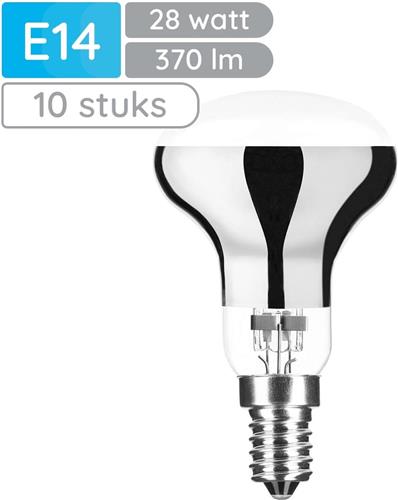 Modee E14 Halogeen Lamp Dimbaar 28W ECO - 370lm - 2700K - Warm Wit - ECO Halogeen Reflectorlamp R50 - 10 stuks