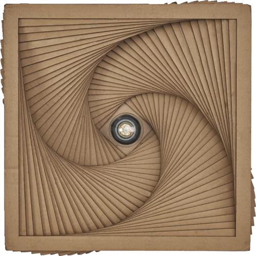 LEDVANCE plafondlamp Decor Cardboard Square Turn bruin van golfkarton, E27, 400 mm diameter, lampenkap van gerecycled materiaal, duurzaam dankzij vervangbare lichtbron, eenvoudig te installeren