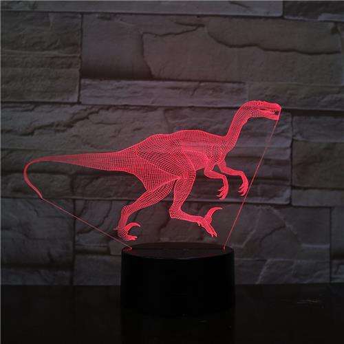 3D Led Lamp Met Gravering - RGB 7 Kleuren - Dinosaurus
