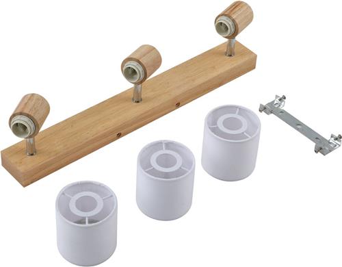 Lindby - buitenspot - 3lichts - Hout, stof - H: 19 cm - E14 - licht hout, wit