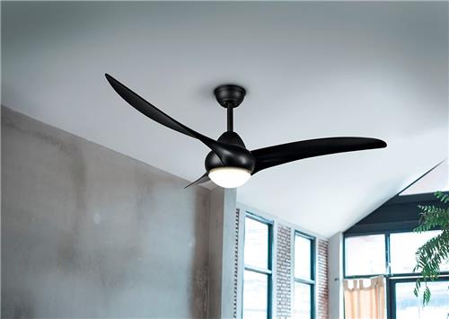 LED Plafondlamp met Ventilator - Plafondventilator - Trion Alasin - 20W - Aanpasbare Kleur - Afstandsbediening - Dimbaar - Rond - Mat Zwart - Kunststof