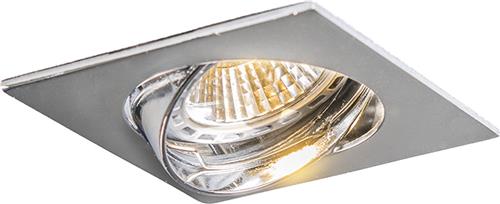 QAZQA edu square - Moderne Inbouwspot - 1 lichts - L 90 mm - Chroom - Woonkamer